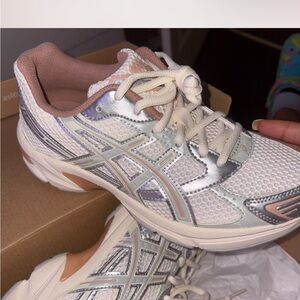 ASICS Women's Athletic Shoes - Cream and Silver